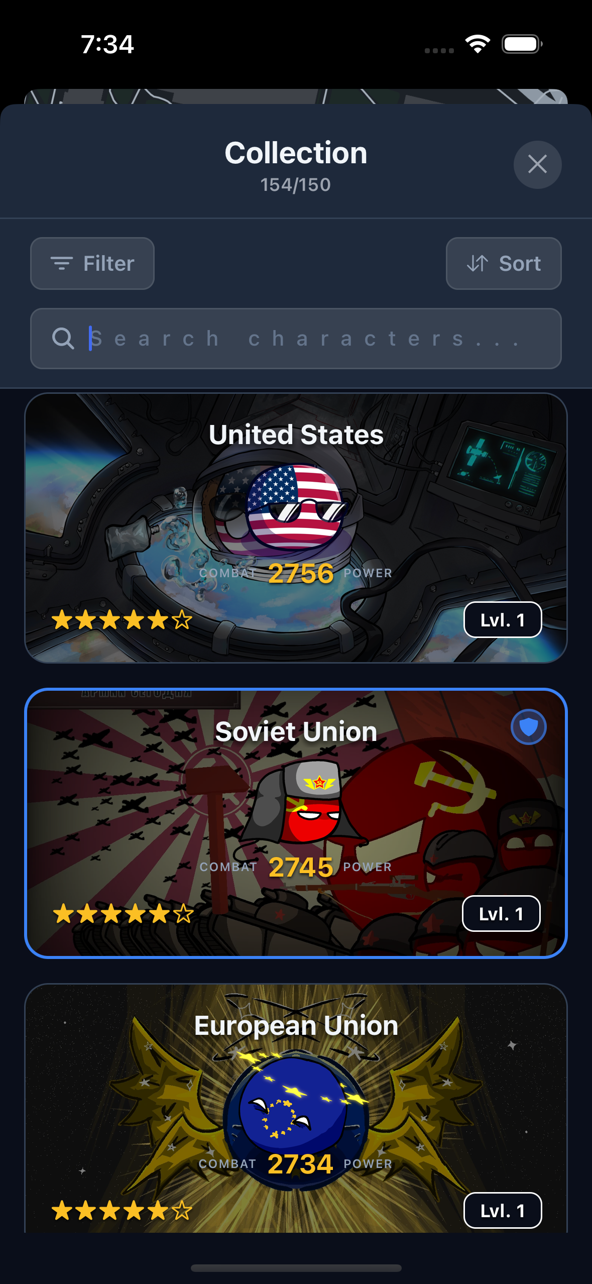 Screenshot of Polandball Go collection screen showing various countryballs available to collect